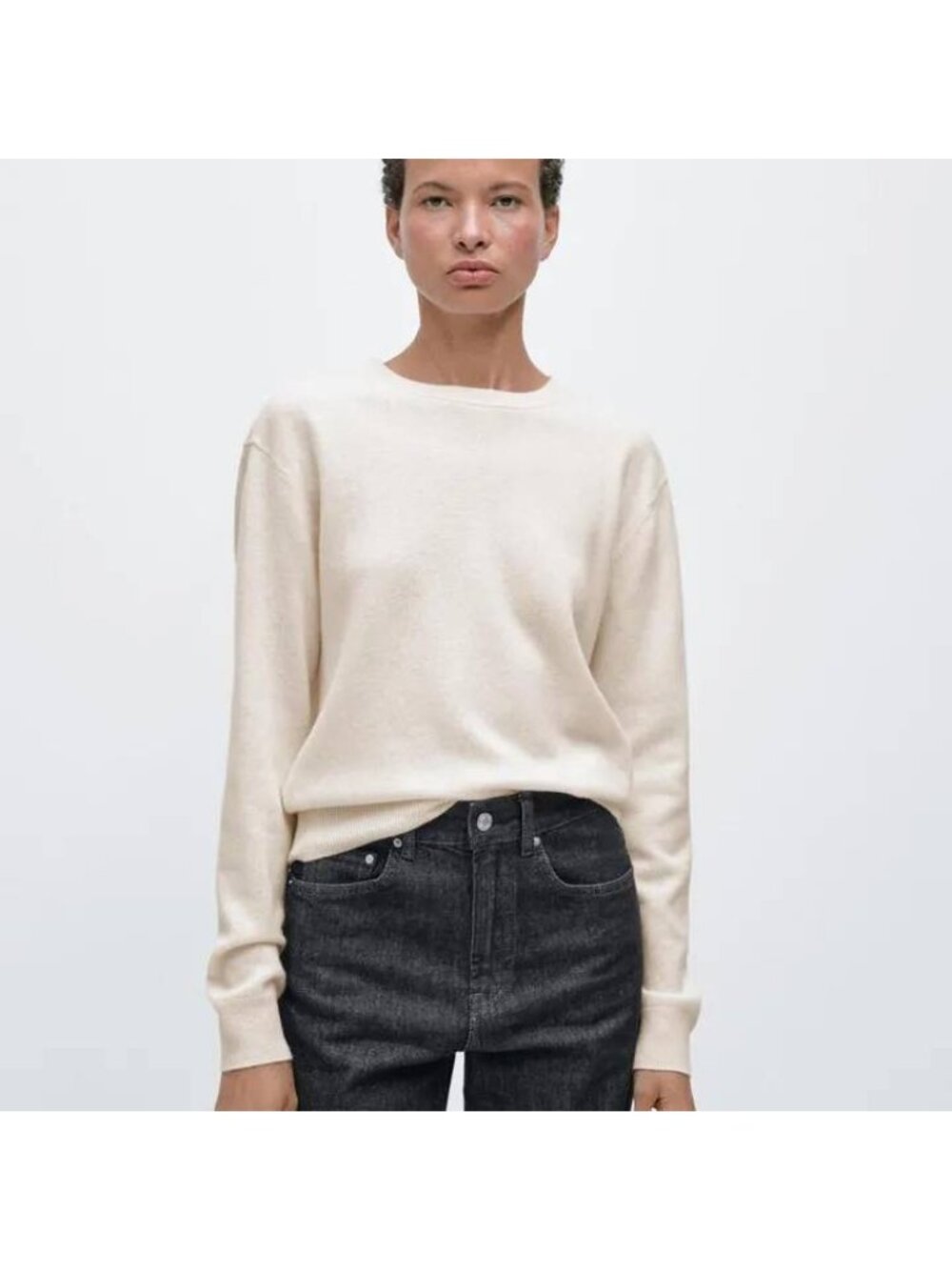 Massimo Dutti Womens Sweater Small Cream Ivory Wool cashmere 5610/593 NWT